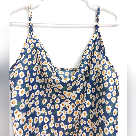 Satin Blue Floral Cami - Picture 2 of 3